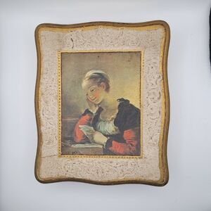 Vintage Mele Wooden Jewelry Box Chardin Art Lid Japan Mid Century Trinket Box